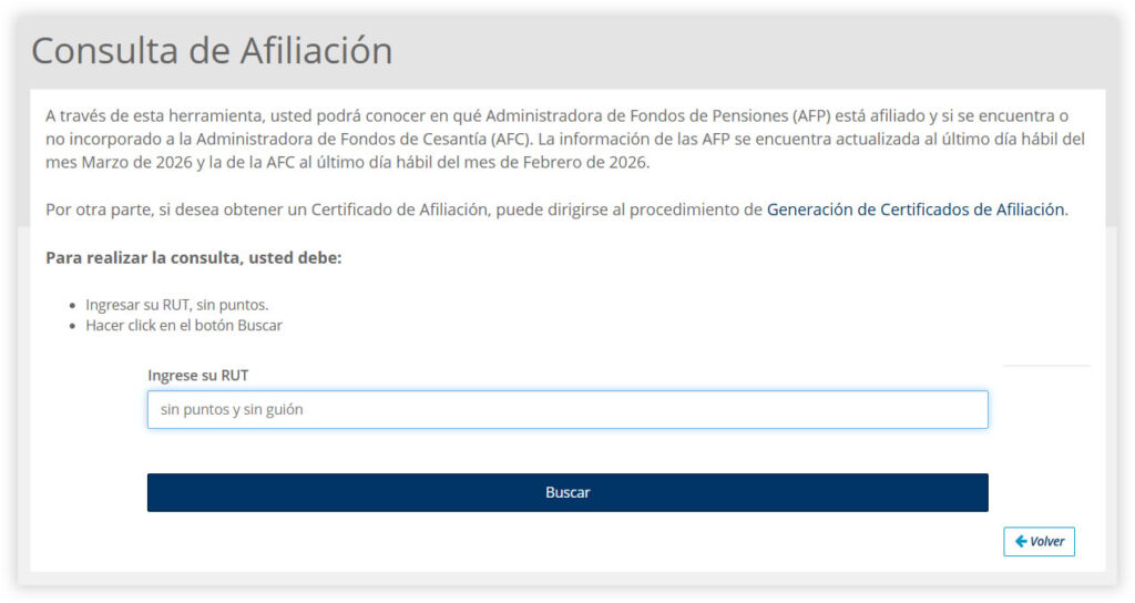 Consulta afiliación AFP
